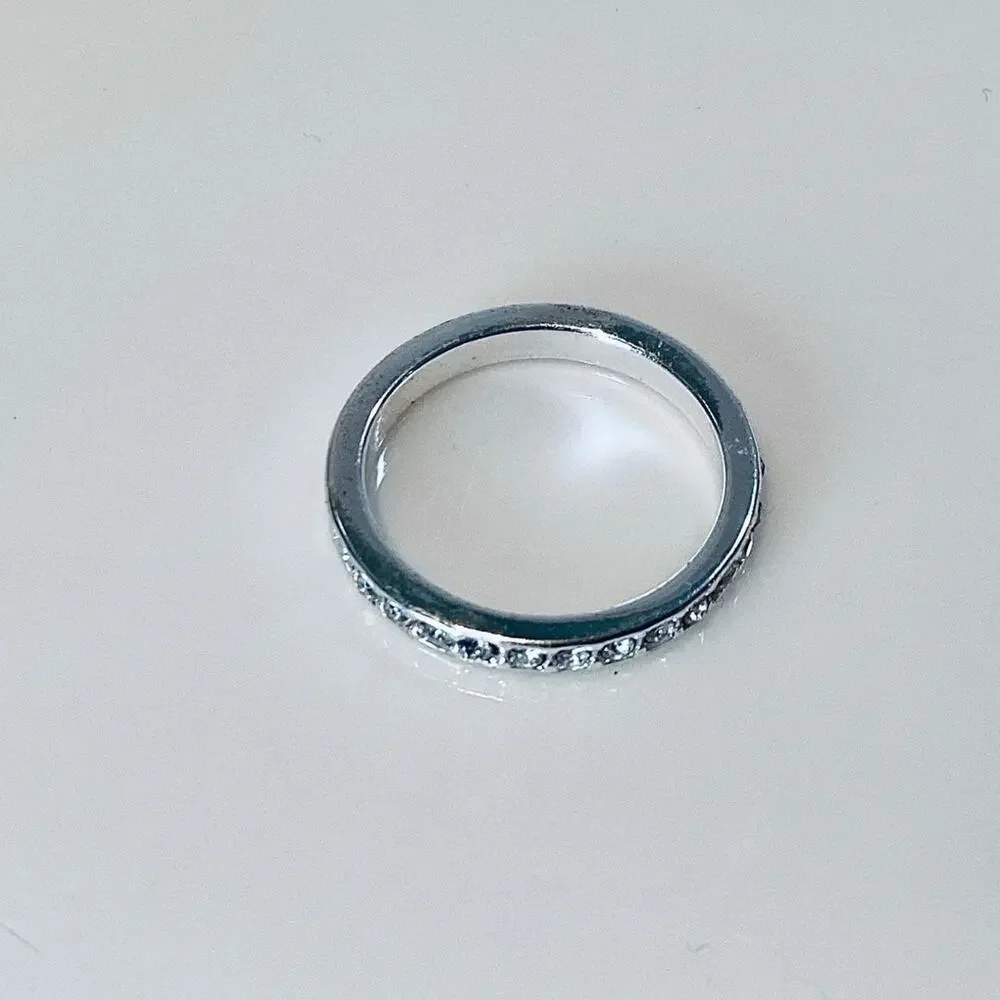 Channel Crystal Wedding Band